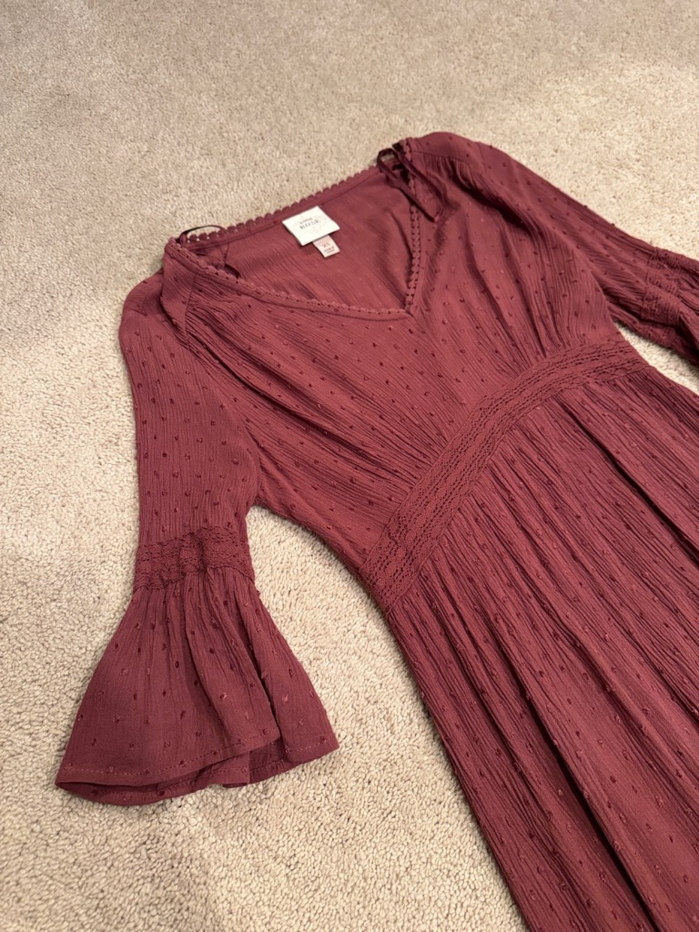 Knox Rose Burgundy V-Neck Maxi Dress - Picture 2 of 3